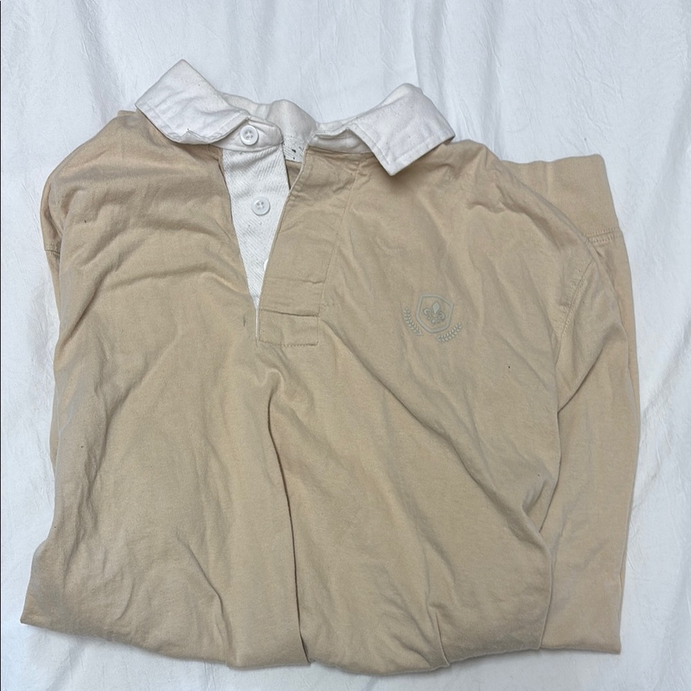 Tan and White Polo Shirt with Classic Fit
